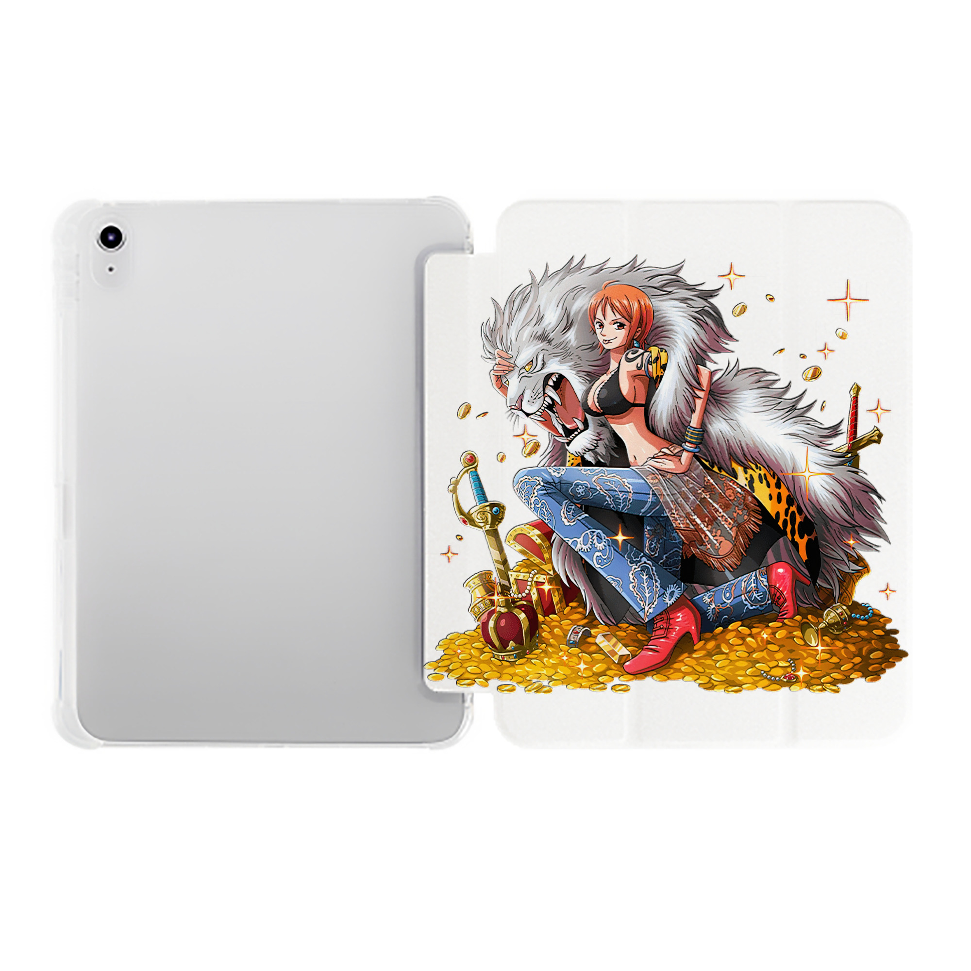 （画像用） ワンピース ナミ ONE PIECE Nami IPad ケース ペン収納付き 三つ折りスタンド PUレザー×シリコン 対応機種9.5/10.5/10.9インチ